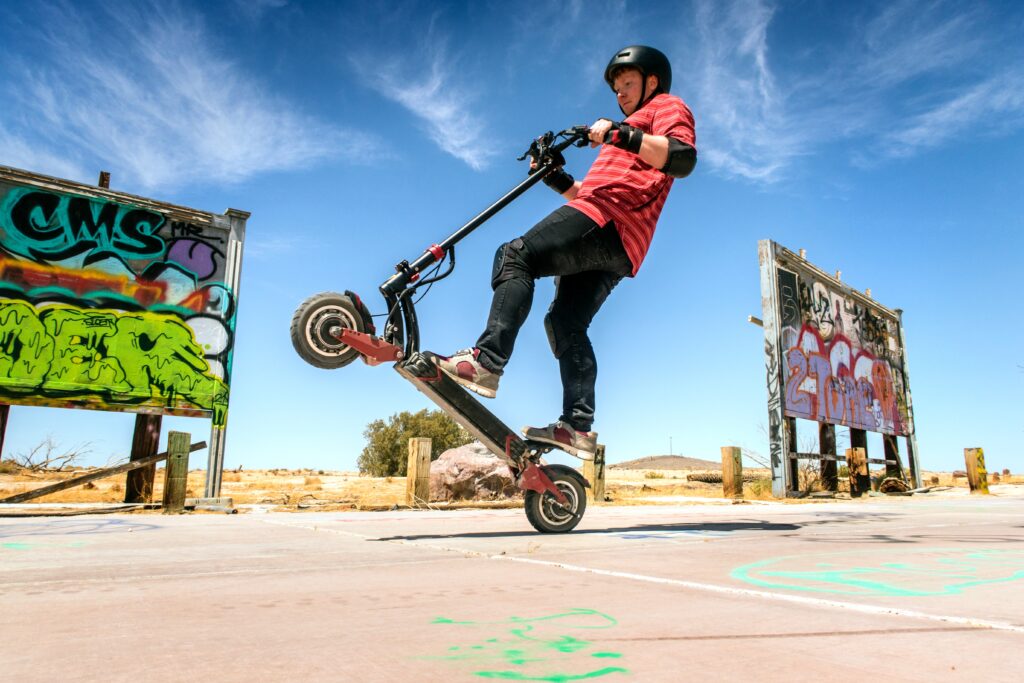 Wheelie on electric scooter 