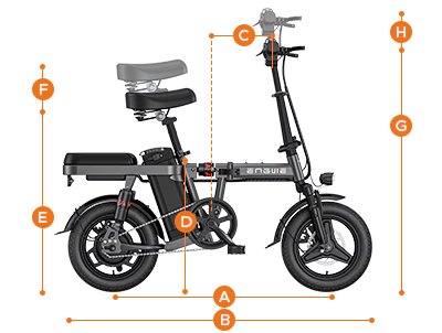 Engwe T14 Foldable Electric Bike opened size image